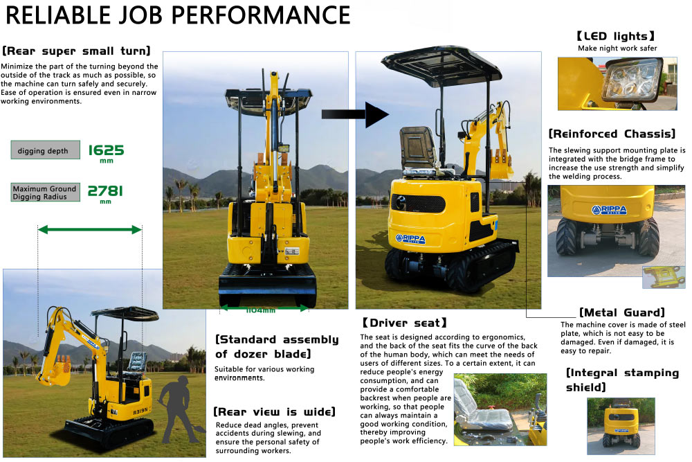 Mini excavators for home 1ton